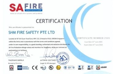 SHM Fire Safety- Singapore awarded the SA Fire Protection- Italy agency