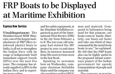 FRP Boats to be displayed at Maritime Exhibition